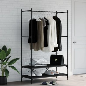 Appendiabiti Con Scaffali Nero İn Legno Multistrato /