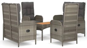 Set da Pranzo da Giardino 5 pz con Cuscini in Polyrattan Grigio