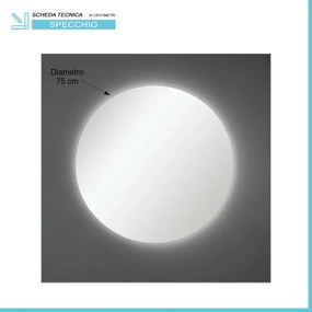 Specchio tondo 75 cm a filo lucido con illuminazione perimetrale a LED