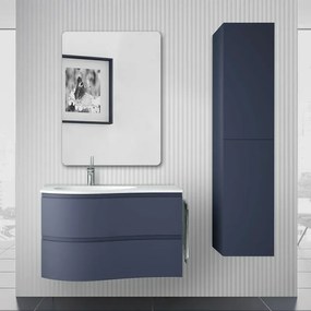 Mobile bagno sospeso 90 cm Melody blu navy con vasca a sinistra