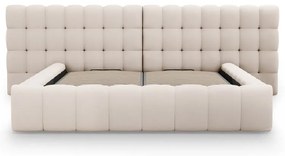 Letto matrimoniale imbottito beige con spazio contenitivo e rete 160x200 cm Mamaia - Micadoni Home