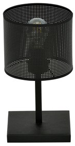 Lampada Da Tavolo Industrial 1 Luce Cigno In Acciaio Nero E Paralume A Cilindro