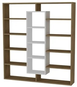 Libreria A Parete Con Mensole E Cubi 125x22x136H Rovere E Bianco Ample