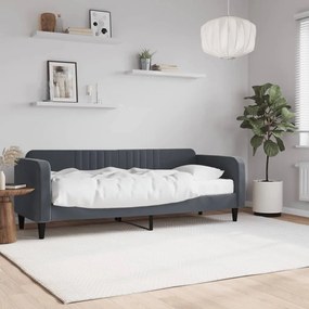 Divano Letto Con Materasso Grigio Scuro 80x200 Cm İn Velluto /