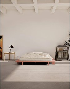 Letto matrimoniale rosa chiaro in legno di pino con griglia 140x200 cm Japan - Karup Design