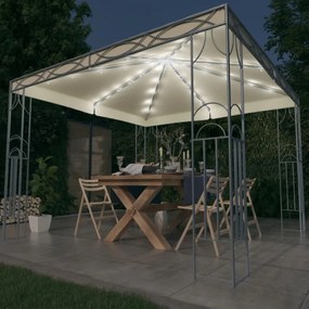 Gazebo Con Stringa Di Luci Led 300x300 Cm Crema /