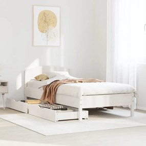 Letto senza materasso bianco 75x190 in legno massello di pino