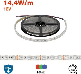 Striscia LED 5050/60 12V IP67 144W/m  5m - RGB Colore RGB
