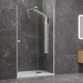 Kamalu - Porta doccia nicchia 130 cm colore bianco opaco scorrevole senza telaio | KNM4000B