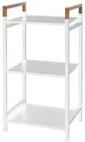 Scaffale e Ripiani per Bagno in Acciaio Colore Bianco Opaco e Bamb 40x30x78H cm