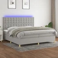 Letto a Molle Materasso e LED Grigio Chiaro 200x200 cm Tessuto cod mxl 57808