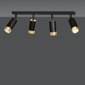 Lampada da Soffitto in Acciaio HIRO 4 Nero Cromo/Oro 4xGU10