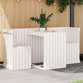 Set Da Balcone A 2 Posti Bianco İn Legno Massello Di Pino /