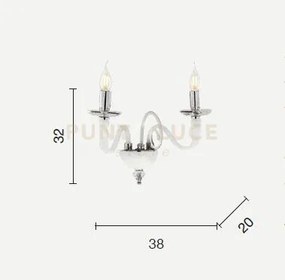 Applique debussy 2 luci bianco satinato cromo attacco e14 l.38cm