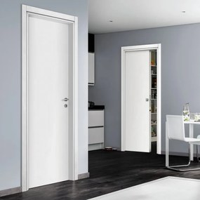 Porta interna scorrevole Rank in MDF colore bianco, L 90 x H 210 cm, apertura reversibile