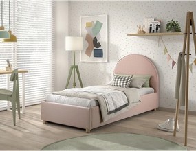 Letto singolo imbottito rosa con contenitore con rete inclusa 90x200 cm Moon – Vipack