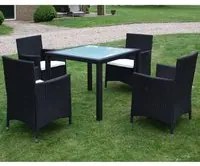 Set da Pranzo da Giardino 5 pz con Cuscini in Polyrattan Nero cod mxl 35309