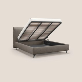 EROS letto imbottito in piuma con vano contenitore in pregiato e fresco bouclet smacchiabile T16 marrone