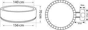 Vasca Idromassaggio da Esterno Semirigida Riscaldata 4 Posti con Mobili Ø156x70 cm NetSpa Vita Nera...