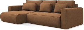 Divano angolare color terracotta allungabile/con contenitore (con penisola a sinistra/con chaise lounge) Kapua – Makamii