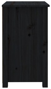 Comodino Nero 50x35x61,5 cm in Legno Massello di Pino