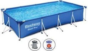 PISCINA STEEL PRO RETTANGOLARE TELAIO PORTANTE CM.400X211X81H. kg.34,0 lt.5.700 filtro cartuccia (art.56424) BESTWAY