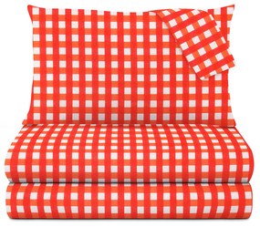 Completo letto matrimoniale quadretti corallo