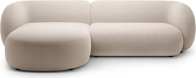 Divano angolare beige (con penisola a sinistra/con chaise lounge) con rivestimento in velluto Kate – Micadoni