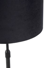 Lampada da tavolo nera paralume velluto nero oro 25 cm - PARTE