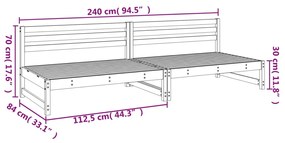 Divani Centrali Giardino 2pz Miele 120x80cm Legno Massello Pino