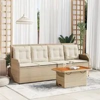 Set Divani da Giardino 3 pz con Cuscini in Polyrattan Beige 3262446