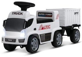 Costway Furgone cavalcabile con container per bambini, Veicolo giocattolo con volante fari anteriori sedile ampio Bianco