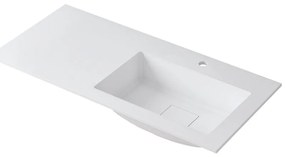 Lavabo integrale a destra rettangolare L 100.5 x H 15 x P 46 cm in resina bianco