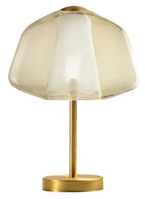 Lampada Contemp. Double Skin Alpha Metallo Ottone Sat. Vetro Ambra 1 Luce E27