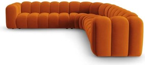 Divano angolare componibile color mattone con rivestimento in velluto Lupine – Micadoni