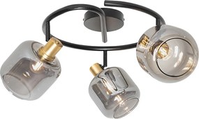 Faretto da soffitto nero con vetro fumé rotondo 3 luci - Zuzanna