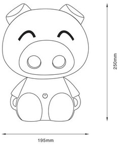 Zuma Line KDR-603B-PK - Lampada da tavolo touch per bambini PIG LED/3W/230V