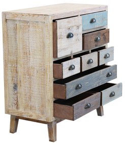 COLORWOOD - cassettiera nove cassetti in legno colorato da 80 cm