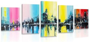Quadri 5 pezzi – Pittura a olio della città