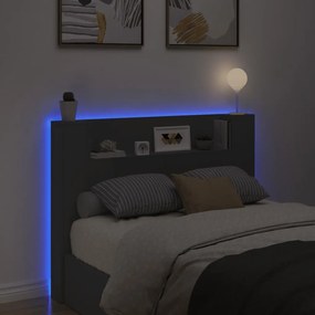 Testiera con contenitore a led nera 140x16,5x103,5 cm