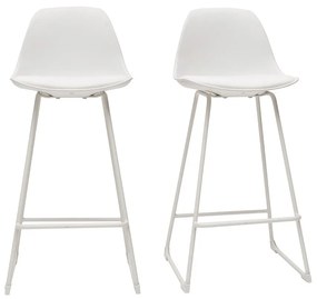 Set di 2 sgabelli da bar design bianchi piedi metallo FRANZ