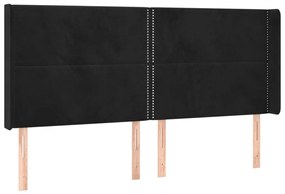 Testiera ad orecchio nera 163x16x118/128 cm in velluto