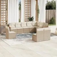 Set Divano da Giardino 10 pz con Cuscini Beige in Polyrattancod mxl 112331