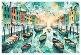 Quadro su tela – Gondole colorate nelle strade di Venezia
