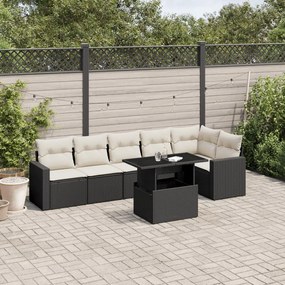 Set divani da giardino con cuscini 7pz nero polyrattan