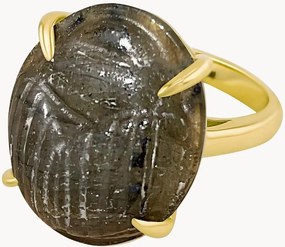 Anello placcato in oro con labradorite Neo