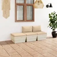 Set Divani da Giardino su Pallet 3 pz con Cuscini Legno Abete 3063411