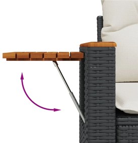 Set Divani da Giardino 10pz con Cuscini in Polyrattan Nero