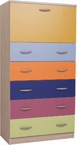 Cassettiera con anta a ribalta e 5 cassetti in legno 74x145h cm Multicolor