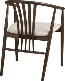 Sedia da pranzo marrone scuro in rovere massiccio con braccioli Agustin – House Nordic